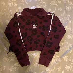Adidas cheetah print cropped sweatshirt